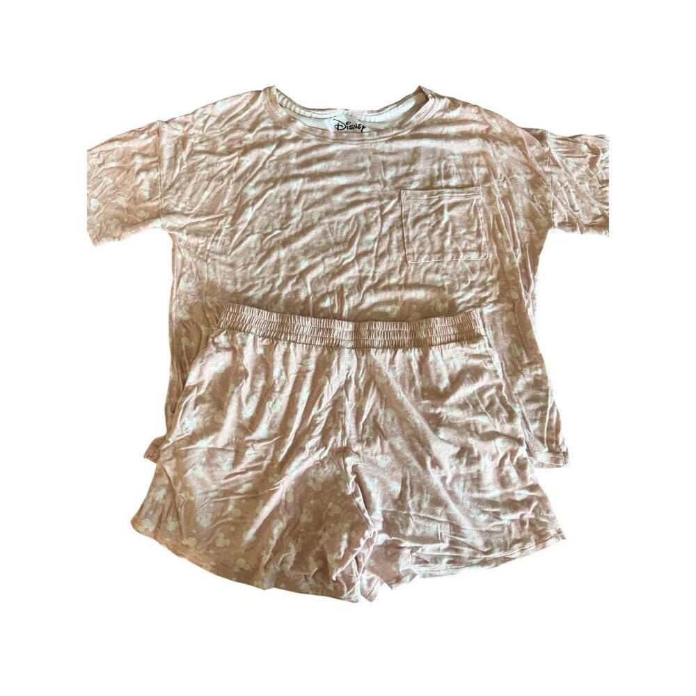 Disney Soft Blush Mickey Mouse Print Lounge Set Rayon Spandex Sleepwear